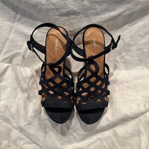 Limelight Strappy Sandals Women’s Size 7.5 Ankle Strap Heels Navy Blue